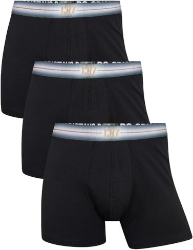 CR7 Underwear Cotton Blend Trunks (3 Pack) - Comfortable, Stylish Fitted Trunks with Smooth Elastic Waistbands (US, Alpha, Medium, Regular, Regular, Black/Grey/White/Gold) in Saudi Arabia
