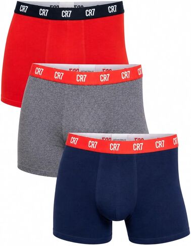 CR7 Underwear Cotton Blend Trunks (3 Pack) - Comfortable, Stylish Fitted Trunks with Smooth Elastic Waistbands (US, Alpha, Medium, Regular, Regular, Black/Grey/White/Gold) in Saudi Arabia