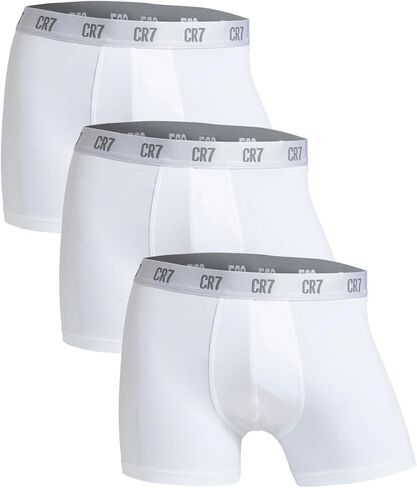 CR7 Underwear Cotton Blend Trunks (3 Pack) - Comfortable, Stylish Fitted Trunks with Smooth Elastic Waistbands (US, Alpha, Medium, Regular, Regular, Black/Grey/White/Gold) in Saudi Arabia