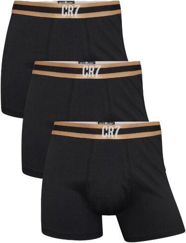 CR7 Underwear Cotton Blend Trunks (3 Pack) - Comfortable, Stylish Fitted Trunks with Smooth Elastic Waistbands (US, Alpha, Medium, Regular, Regular, Black/Grey/White/Gold) in Saudi Arabia