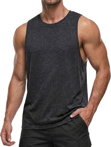 PINSPARK Men's Tank Tops Quick Dry Summer Workout Muscle Shirt Athletic Casual Sleeveless Shirts for Bodybuilding Beach Gym in Saudi Arabia