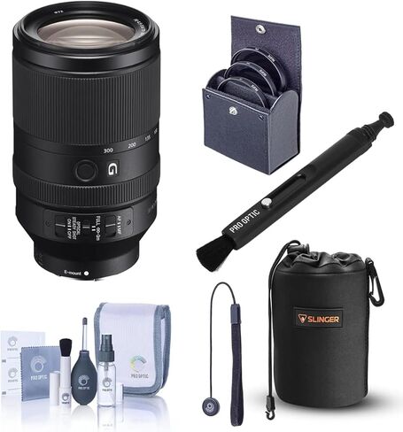 عدسة Sony FE مقاس 70-300 مم f/4.5-.6 G OSS، حزمة مع مجموعة مرشح 67 مم، وحقيبة، ومنظف، وتنظيف، وغطاء للربط in Kuwait