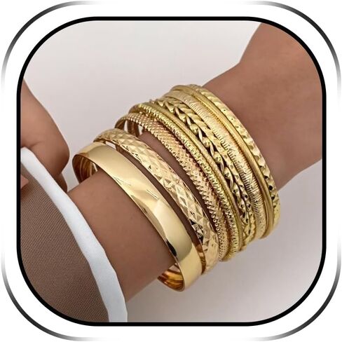 Harry and Henry Gold Bracelets for Women Gold Bangles Stackable Bracelet Boho Indian Bangles Gold Bracelet Stack Non Tarnish Bangle Jewelry Gift in Kuwait