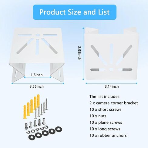 2 Pack Wall Corner Mount Compatible with Eufy SoloCam S340/E30/E42/Security 4G LTE Cam S330, PTZ Camera/Wyze Solar Cam Pan, 270° Wide-Angle Stainless Steel Monitoring Braket for Outdoor and Indoor in Saudi Arabia