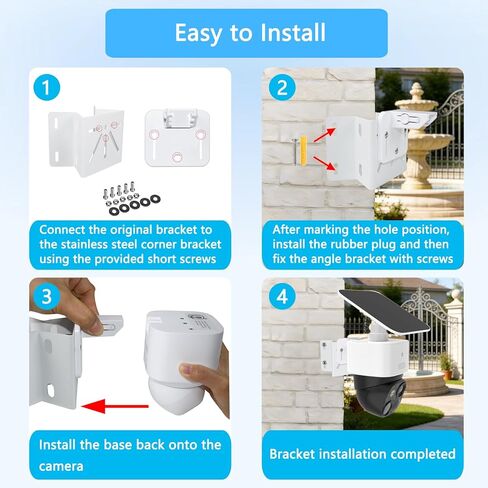 2 Pack Wall Corner Mount Compatible with Eufy SoloCam S340/E30/E42/Security 4G LTE Cam S330, PTZ Camera/Wyze Solar Cam Pan, 270° Wide-Angle Stainless Steel Monitoring Braket for Outdoor and Indoor in Saudi Arabia