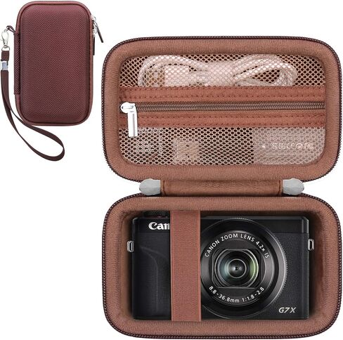 RAIALL Camera Case for Canon PowerShot G7 X Mark III/ G7X Mark II Digital Camera, Hard Carrying Case Protective Travel Bag, Mesh Pocket for Batteries and USB Cable, Black in Kuwait