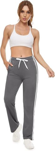 Boladeci Women's Sweatpants 3D Mesh Breathable Elastic Waist Side Stripe Casual Gym Athletic Track Pants with Zipper Pockets in Saudi Arabia