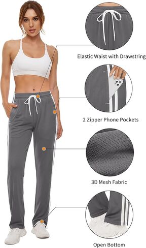 Boladeci Women's Sweatpants 3D Mesh Breathable Elastic Waist Side Stripe Casual Gym Athletic Track Pants with Zipper Pockets in Saudi Arabia