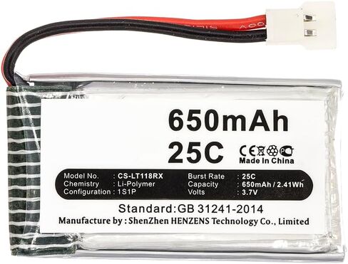 ALLC بطارية بديلة لـ Hubsan H107/H107C/H107D/H107D Mini/H107L/JXD385/X4 H107L,PN:H107C-A24,650 مللي أمبير في الساعة in Kuwait