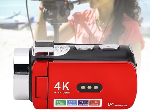 Tbest 4K Video Camera Camcorder 64MP WiFi Vlog with 3.0 Inch 180 Degree Rotation Screen for Travel Photography in Kuwait