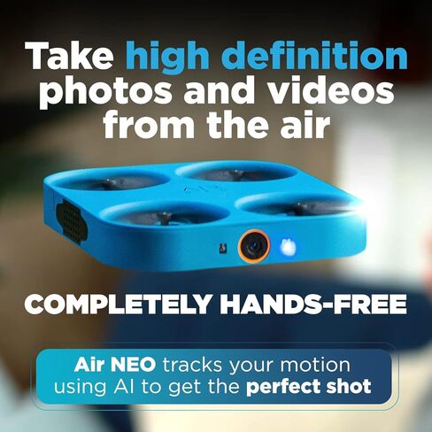 طائرة بدون طيار AirSelfie Air Neo Selfie Drone Mini مع كاميرا للبالغين والمبتدئين والأطفال وكاميرا 2K وطيران تلقائي والتقاط يعتمد على الذكاء الاصطناعي، بدون استخدام اليدين، ملاحة التطبيقات، طائرة بدون طيار صغيرة مع غطاء بنك طاقة من السيليكون in Kuwait