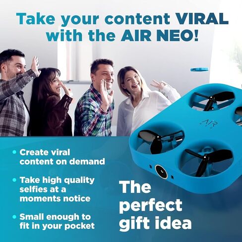 طائرة بدون طيار AirSelfie Air Neo Selfie Drone Mini مع كاميرا للبالغين والمبتدئين والأطفال وكاميرا 2K وطيران تلقائي والتقاط يعتمد على الذكاء الاصطناعي، بدون استخدام اليدين، ملاحة التطبيقات، طائرة بدون طيار صغيرة مع غطاء بنك طاقة من السيليكون in Kuwait