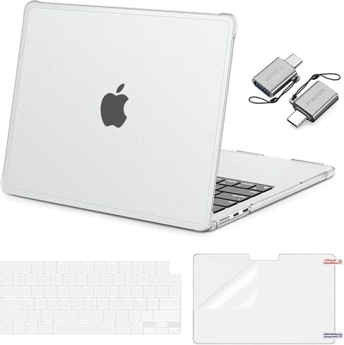 حافظة MOSISO متوافقة مع جهاز MacBook Air 13 بوصة 2026-2022 M4 A3240 M3 A3113 M2 A2681، حافظة صلبة واقية وطبقة لوحة مفاتيح وطبقة شاشة ونوع C مع ممتص للصدمات من مادة TPU لجهاز MacBook Air 13.6 بوصة، وردي in Kuwait
