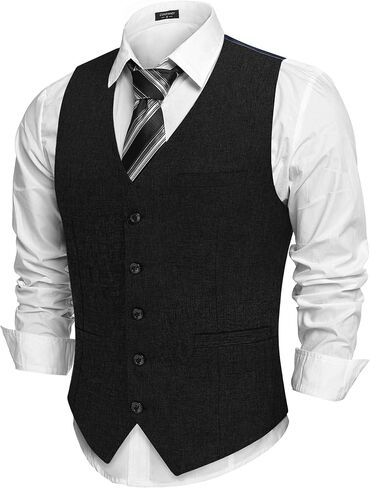 COOFANDY Men Casual Suit Vest Formal Dress Vest Slim Fit Waistcoat Business Wedding in Saudi Arabia