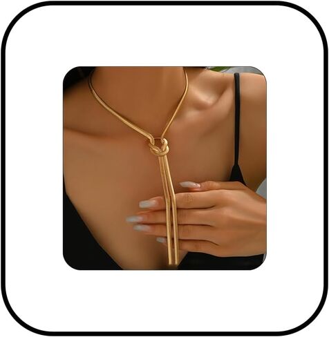 قلادة Dainty Lariat للنساء، سلسلة بولو طويلة قابلة للتعديل مع سلسلة سترة فستان شرابة 14 قيراط مطلية بالذهب على شكل حرف Y متدلية مجوهرات هدايا ذهبية in Saudi Arabia