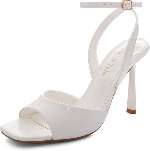 Shoe'N Tale Heeled Sandals for Women Mesh Ankle Heels High Heels Buckle Strap Square Toe Stiletto Heel in Saudi Arabia