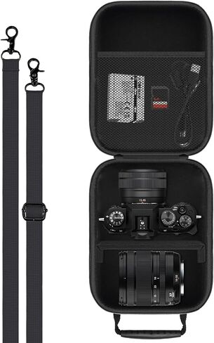 Hard Case for Fujifilm X-T30 III/X-T5 / X-T50 / X-E5 / X-T30 / X-T20 Mirrorless Cameras - Heavy-Duty Shockproof Protective Case with Adjustable Shoulder Straps & Customizable Dividers, Black in Saudi Arabia