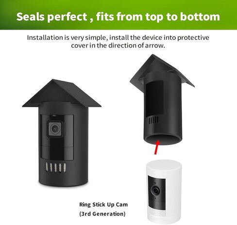 غطاء حماية مقاوم للماء من السيليكون لبطارية Ring Stick Up Cam (الجيل الثالث)، غطاء حماية كامل مضاد للخدش لكاميرا الأمان عالية الدقة، أسود in Kuwait