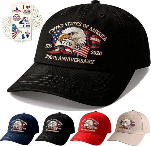 250 Anniversary USA Hat for Men Women,Printed Adjustable Baseball Cap,250th Years Gift for Husband,Veteran in Saudi Arabia