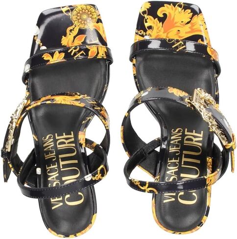صندل نسائي من VERSACE JEANS COUTURE بكعب وإبزيم باروكي - EU39 in Kuwait