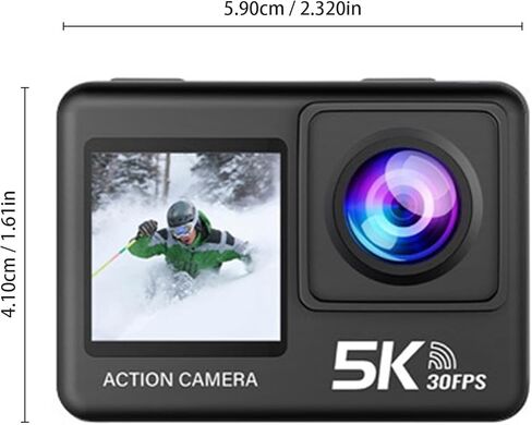 كاميرا فاباتر أكشن، كاميرا رياضية 5K 30FPS 50MP WiFi لالتقاط صور POV، كاميرا تحت الماء 98.4FT مع غطاء مقاوم للماء، شاشة لمس مزدوجة لالتقاط سريع للحظات المثيرة in Kuwait
