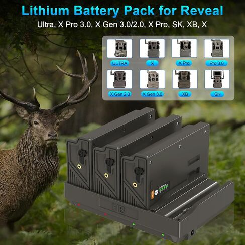 Artman 4 Pack New Reveal Lipo Lithium Battery Pack 6500mAh مع شاحن بطارية 4 منافذ متوافق مع Reveal Cellular Trail Camera Ultra، Pro 3.0، X، X Pro، X Gen 2.0، X Gen 3.0، XB، SK in Kuwait