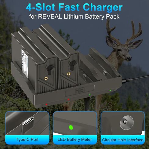 Artman 4 Pack New Reveal Lipo Lithium Battery Pack 6500mAh مع شاحن بطارية 4 منافذ متوافق مع Reveal Cellular Trail Camera Ultra، Pro 3.0، X، X Pro، X Gen 2.0، X Gen 3.0، XB، SK in Kuwait