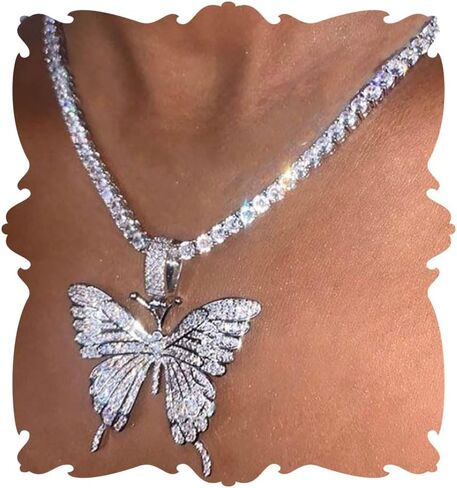 EARENT Butterfly Choker Necklace Bling Big Rhinestone Neck Jewelry for Women in Saudi Arabia