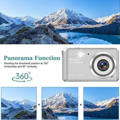 Kids Digital Camera, Rechargeable 30MP 1080P Compact Camera for Teens Students, with 2.8" LCD 18X Zoom, 2 Batteries & 32GB Card (Silver) in Kuwait