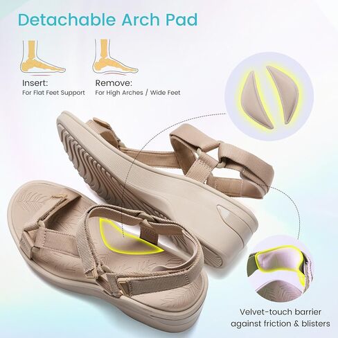 BEMIRO Women's Wedge Sandals Comfortable Adjustable Webbing Platform Walking Shoes with Arch Support Lightweight Quick-Drying Sport Summer Sandals for Travel Beach Casual Outdoor in Saudi Arabia