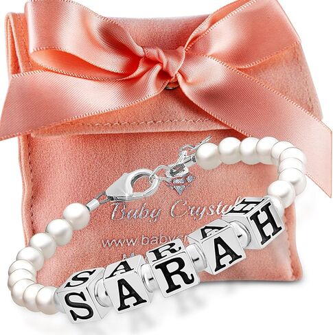 925 Sterling Silver Rose Pearl Bracelet for girls, Newborn Baby Bracelets for Infant Girls, Toddler Bracelets and little Girl Jewelry, Gifts for Teenage Girls in Saudi Arabia