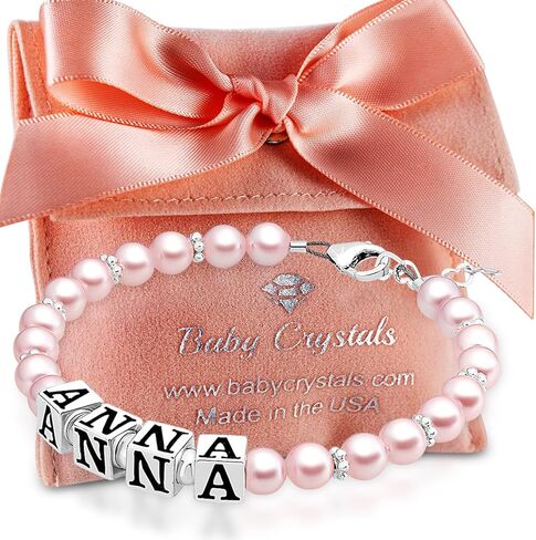925 Sterling Silver Rose Pearl Bracelet for girls, Newborn Baby Bracelets for Infant Girls, Toddler Bracelets and little Girl Jewelry, Gifts for Teenage Girls in Saudi Arabia