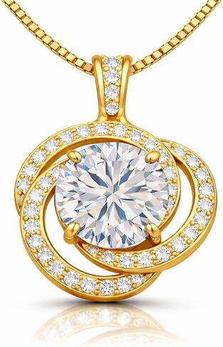 Moissanite Necklace for Women, 1ct 2ct 3ct, GRA Certified Rose Gold, Gold & Sterling Silver Swirling Moissanite Pendant Jewelry Gift for Her – Wife, Anniversary, Wedding, Valentine's Day, Birthday in Saudi Arabia