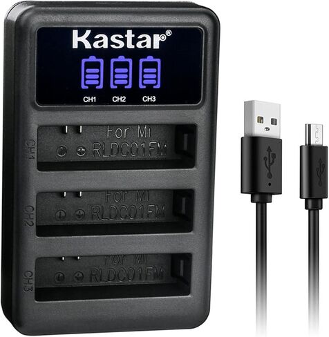 شاحن بطارية USB ثلاثي LCD من Kastar متوافق مع بطارية Xiaomi RLDC01FM، وكاميرا الحركة الرياضية Xiaomi mijia 4k in Kuwait