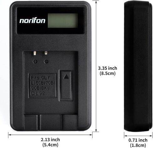 شاحن USB Norifon D-LI92 LCD لـ Pentax Optio I-10، RZ10، RZ10 Lime، RZ10 Violet، RZ10 White، RZ18، WG-1، WG-2، WG-10، WG-3، X70 Camera والمزيد in Kuwait