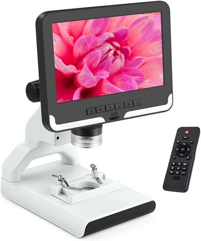 200X Magnification Digital Microscope, 1080P Video Microscope, 7.0 Inch Screen, 12MP Resolution, Adjustable LED Lights, Fit Use Student Discovery(Black) in Saudi Arabia