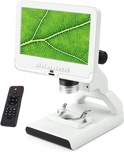200X Magnification Digital Microscope, 1080P Video Microscope, 7.0 Inch Screen, 12MP Resolution, Adjustable LED Lights, Fit Use Student Discovery(Black) in Saudi Arabia