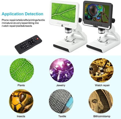 200X Magnification Digital Microscope, 1080P Video Microscope, 7.0 Inch Screen, 12MP Resolution, Adjustable LED Lights, Fit Use Student Discovery(Black) in Saudi Arabia