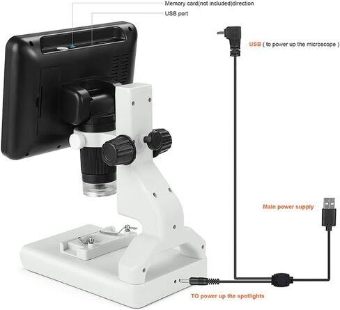 200X Magnification Digital Microscope, 1080P Video Microscope, 7.0 Inch Screen, 12MP Resolution, Adjustable LED Lights, Fit Use Student Discovery(Black) in Saudi Arabia