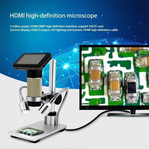 Soldering Digital Microscope, 10X-300X Magnification, 3MP Resolution, HDMI USB, Video Microscopes, Compatible Windows XP/7/8/10, for Phone Repairing in Kuwait