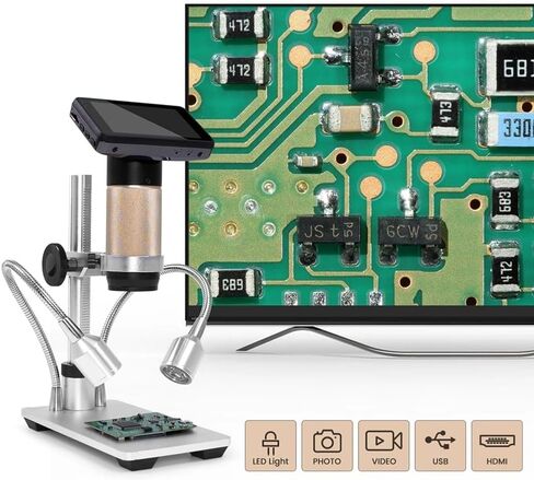 Soldering Digital Microscope, 10X-300X Magnification, 3MP Resolution, HDMI USB, Video Microscopes, Compatible Windows XP/7/8/10, for Phone Repairing in Kuwait