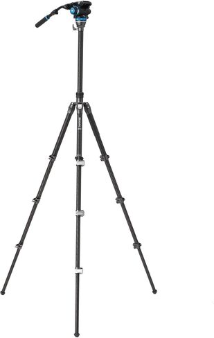 طقم حامل ثلاثي القوائم من ألياف الكربون مكون من 4 أقسام من Benro Rhino CF مع رأس فيديو سائل S6PRO - أرجل ذات قفل قلاب، تحويل Monopod، أقصى ارتفاع 70.8 بوصة، سعة تحميل 13.2 رطل (FRHN34CFS6PRO) in Kuwait