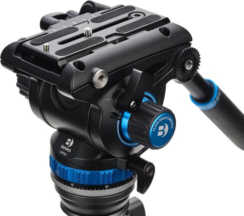 طقم حامل ثلاثي القوائم من ألياف الكربون مكون من 4 أقسام من Benro Rhino CF مع رأس فيديو سائل S6PRO - أرجل ذات قفل قلاب، تحويل Monopod، أقصى ارتفاع 70.8 بوصة، سعة تحميل 13.2 رطل (FRHN34CFS6PRO) in Kuwait