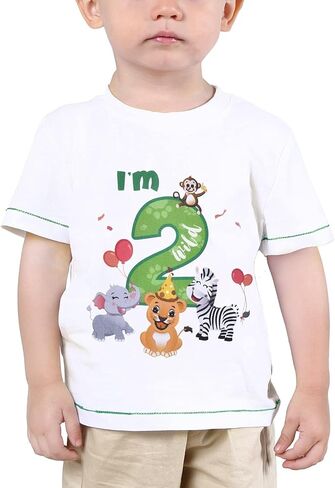 تي شيرت لعيد الميلاد الثاني للطفل الرضيع - تي شيرت علوي لعيد ميلاد I'm Two Wild 2 Jungle Animals in Saudi Arabia