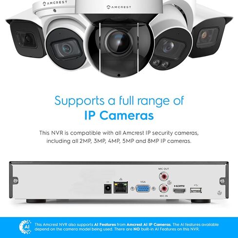 Amcrest 4K 8CH NVR (1080p/3MP/4MP/5MP/8MP) Network Video Recorder - Supports up to 8 x 8MP/4K IP Cameras, 8-Channel, Supports up to 10TB Hard Drive (No Built-in WiFi) (REP-NV4108-A2) (Renewed) in Saudi Arabia