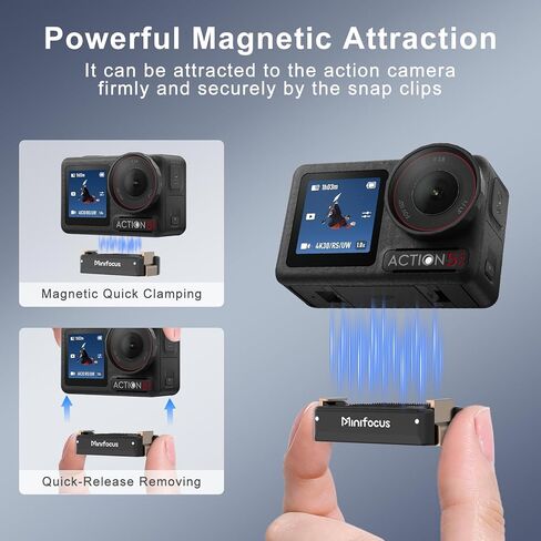 حامل محول مغناطيسي سريع الفك من MINIFOCUS لـ DJI Osmo Action 5 Pro/4/3/360، دعامة قاعدة تمديد مع فتحة برغي ملولبة 1/4 بوصة لملحقات عصا سيلفي ثلاثية القوائم DJI Osmo Action in Kuwait