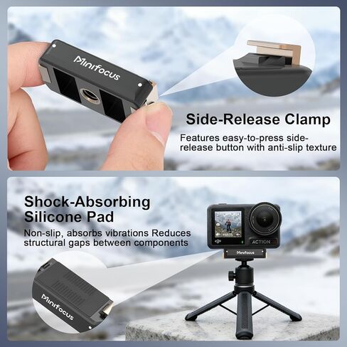 حامل محول مغناطيسي سريع الفك من MINIFOCUS لـ DJI Osmo Action 5 Pro/4/3/360، دعامة قاعدة تمديد مع فتحة برغي ملولبة 1/4 بوصة لملحقات عصا سيلفي ثلاثية القوائم DJI Osmo Action in Kuwait