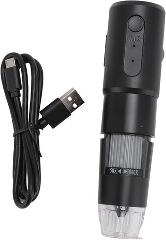 مجهر رقمي لاسلكي من SUNGOOYUE، دقة تكبير 50X إلى 1000X كاميرا مجهر USB واي فاي مع 8 مصابيح LED، للكمبيوتر اللوحي الذكي iOS PC in Kuwait