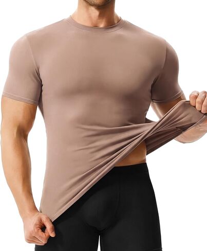 Nebility Compression Shirt Men Shapewear Workout Undershirt Body Shaper Tank Top Short Sleeve Black T Shirts Breathable in Saudi Arabia