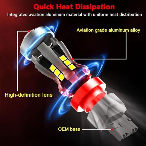 7440 W21W 7443 LED LED Backup Lamp for RAM 1500 2500 3500 4500 5500 مصابيح إضاءة عكسية 2020 2021 2022 2023 2024 2025 ، 6500K White 500 ٪ White 12V Plight 12V Play and Play ، Pack of 2 in Saudi Arabia